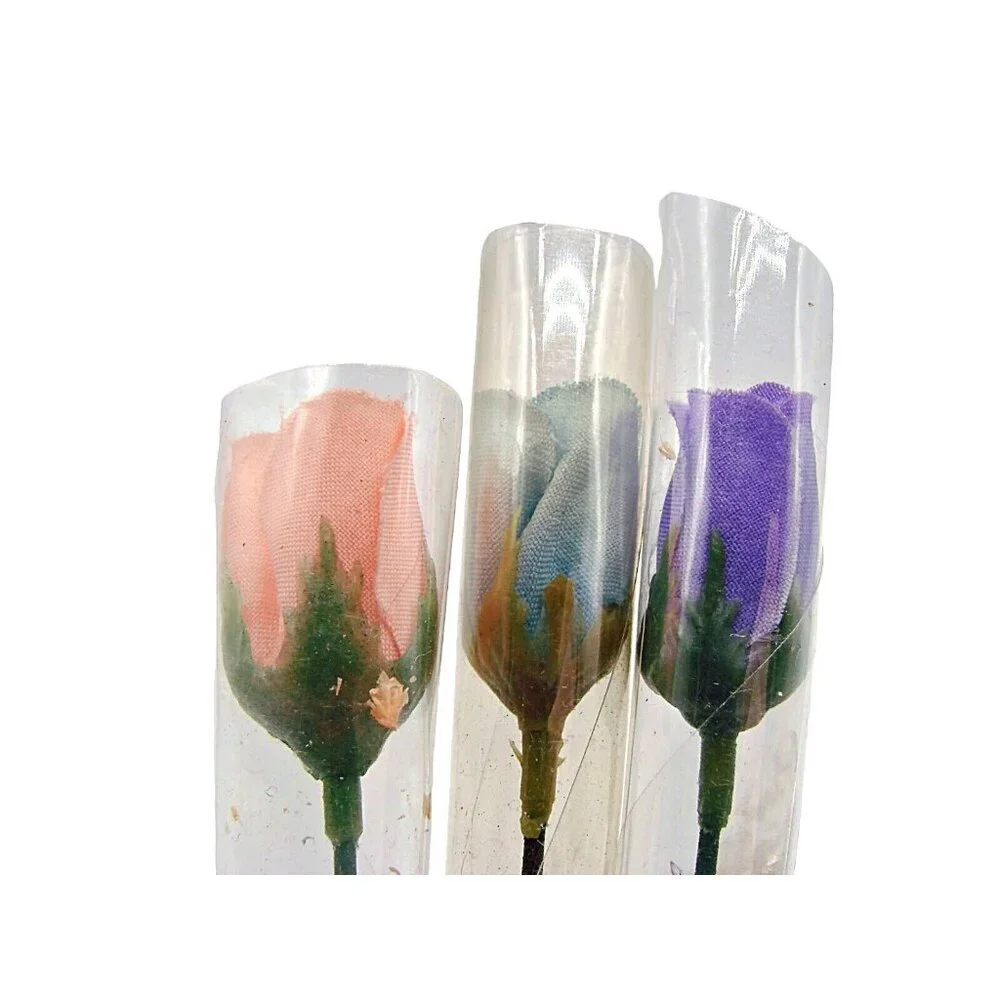 Lot 9 Single Stem Artificial Mini Roses Bouquet Single Wrapped Flowers Crafts